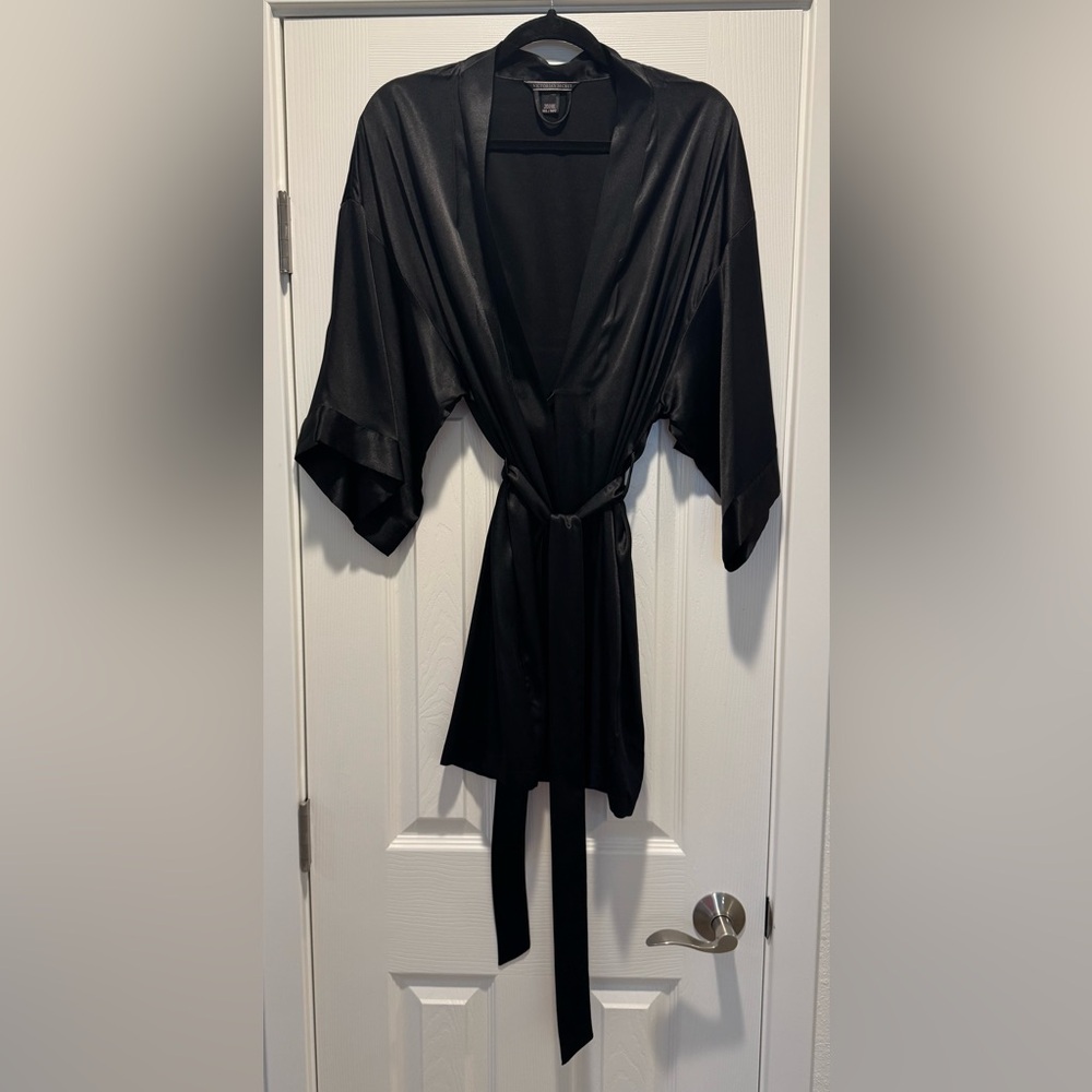 Victoria's Secret Elegant Black Satin Robe